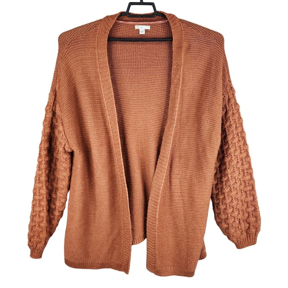 Womens Rust Orange Open Front Cardigan Sweater Loose knit Sleeves Size 18/20W